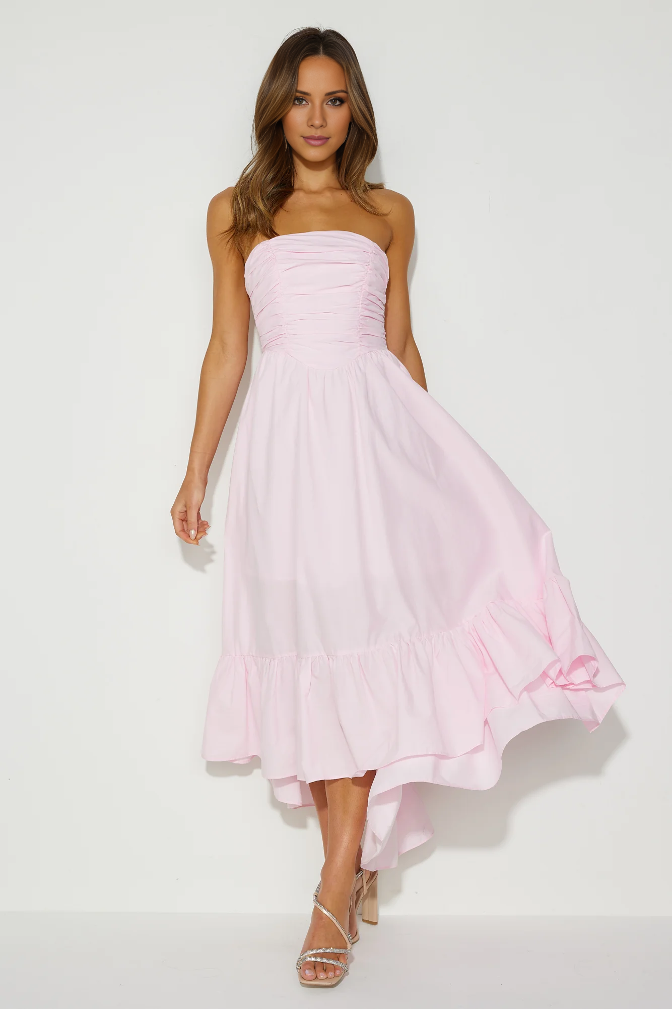 Jimiss A-line off shoulder collar strapless backless long Prom dress