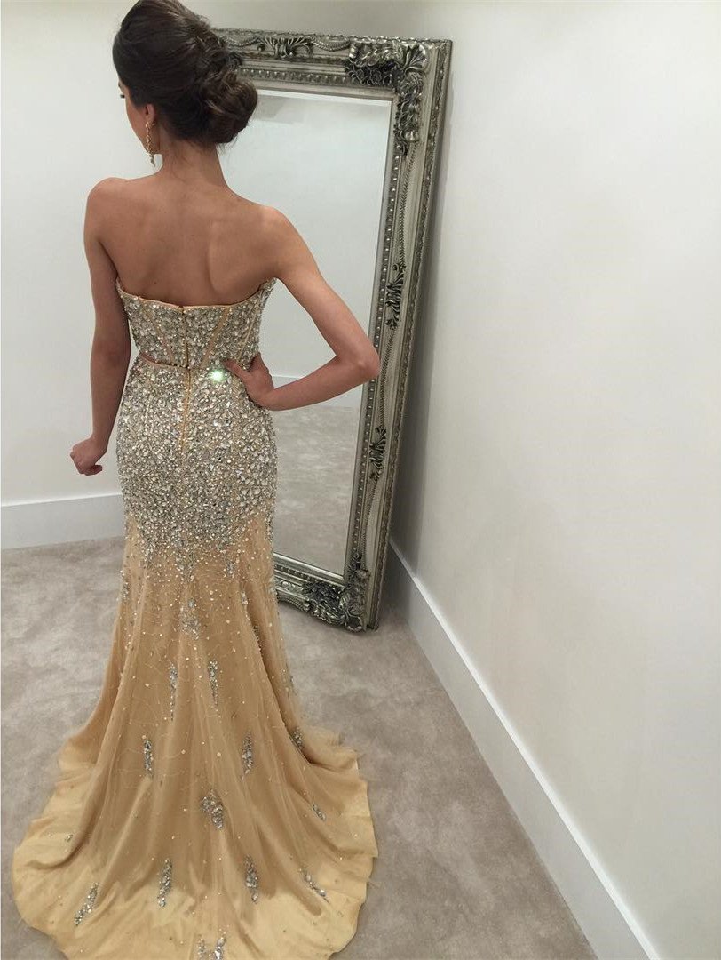 Two Piece Prom Dresses Mermaid Crystal Beaded 2019 Luxury