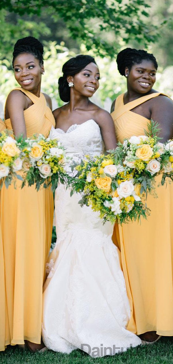 Charming A-line Long Floor Length Chiffon Bridesmaid Dresses.DB10342