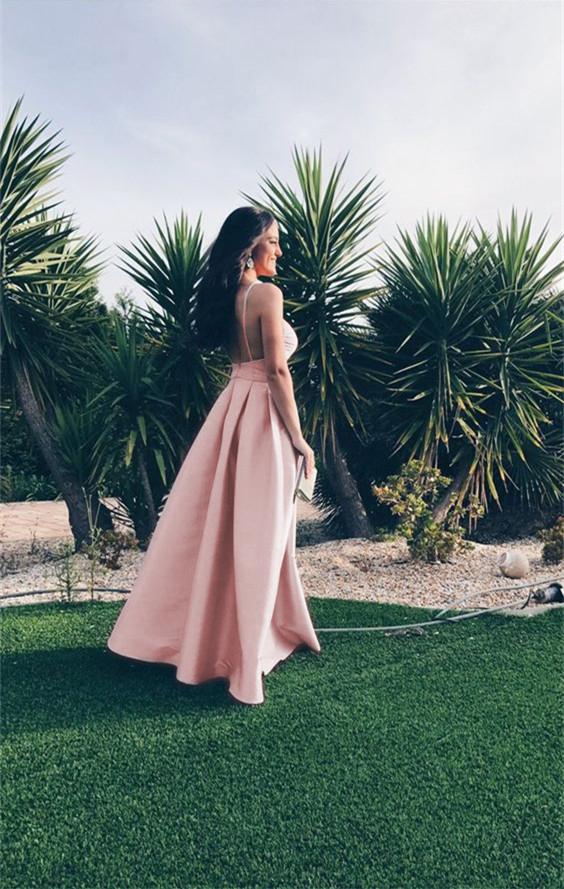 Spaghetti Straps Sweetheart Long Satin Floor Length Bridesmaid Dresses