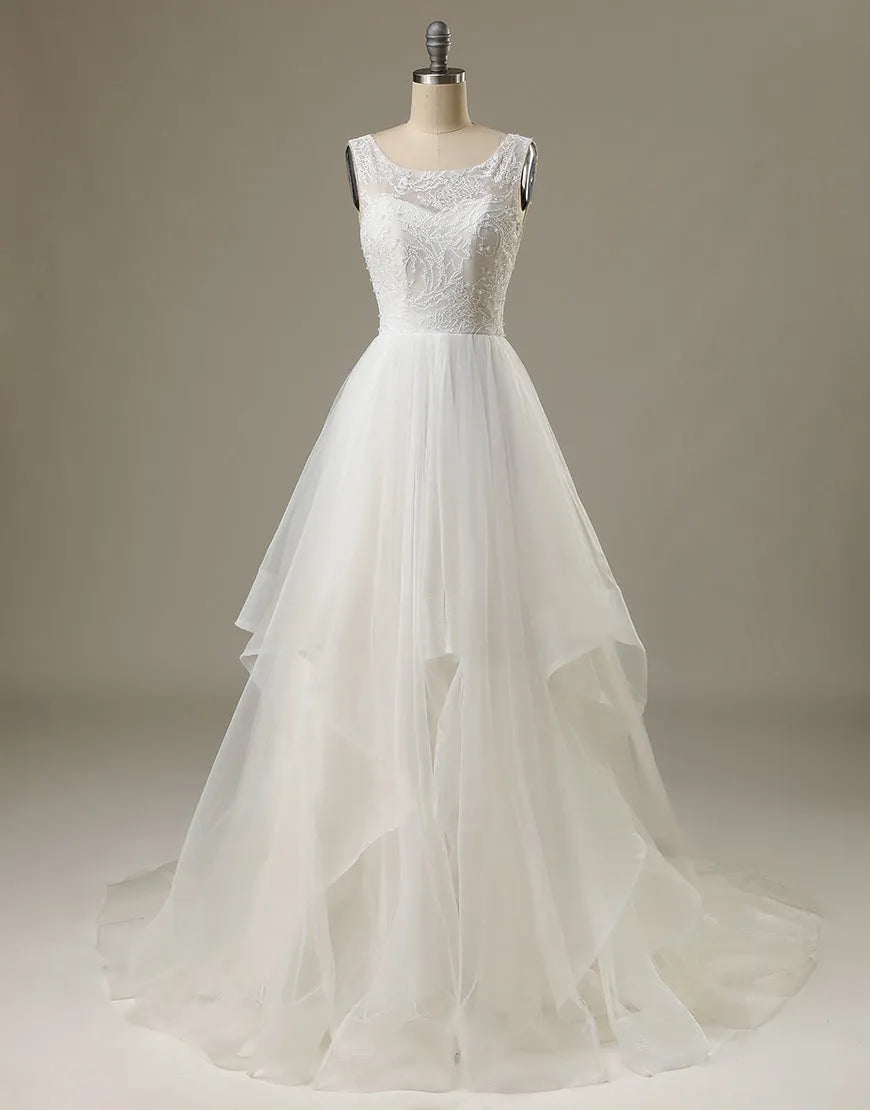 Aimishang Soft Tulle Wedding Dress with Tiered Skirt