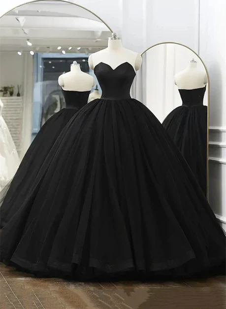 Black Tulle Sweetheart Ball Gown Sweet 16 Dress Long Formal Dress Off Shoulder Sexy Evening Dress Wholesale