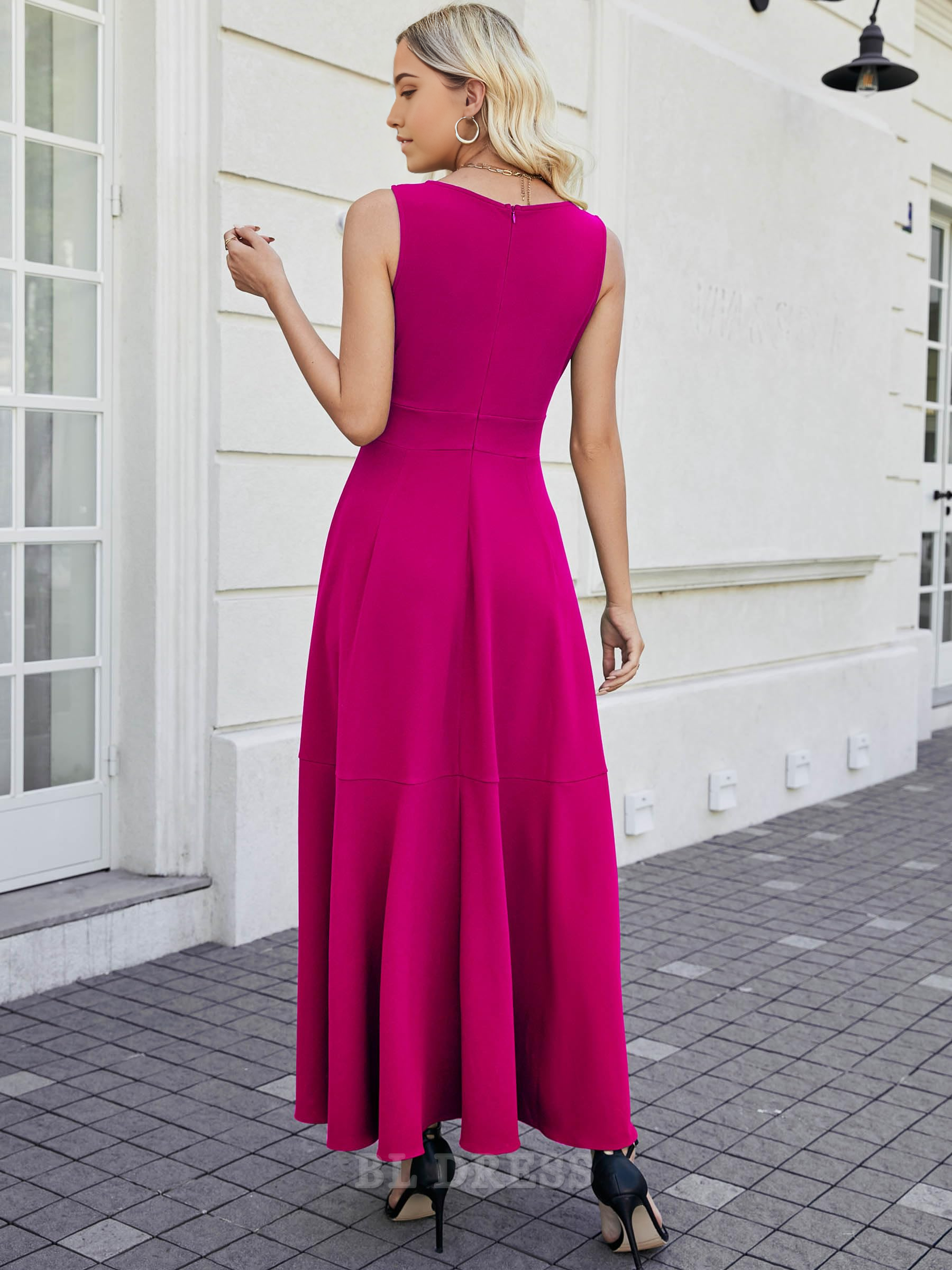 A-line V Neck Sleeveless formal dresses Bridesmaid Dresses evening gown Prom Dress