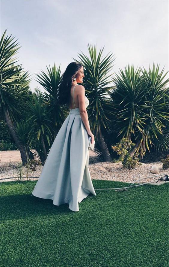 Spaghetti Straps Sweetheart Long Satin Floor Length Bridesmaid Dresses