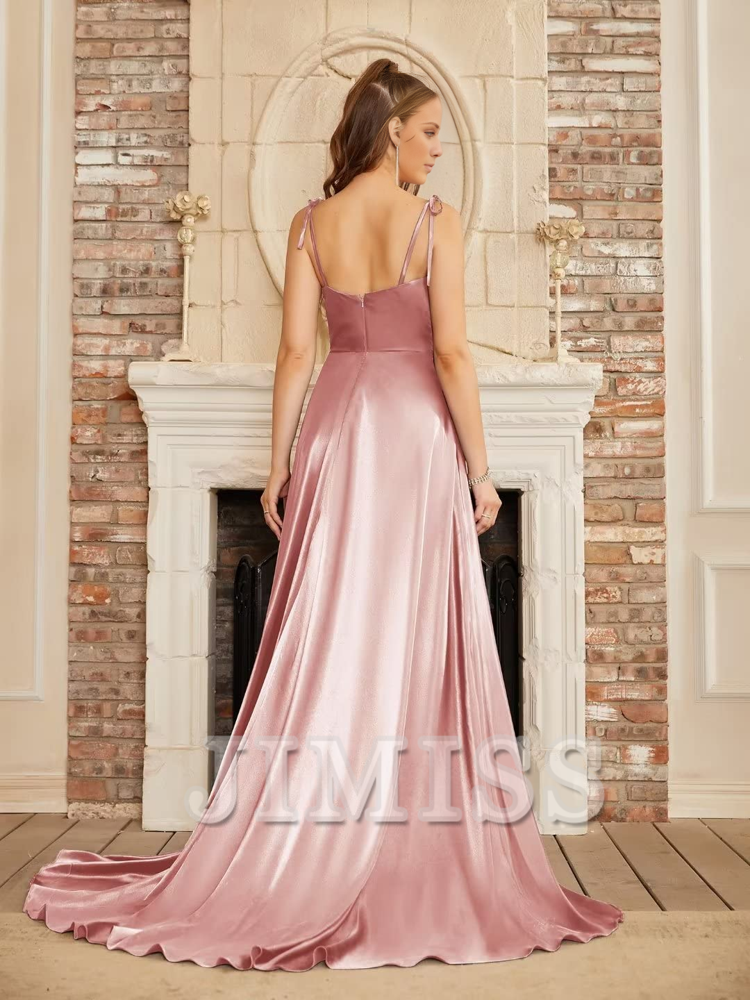Long evening gown with big slit sexy backless chic and elegant evening gown