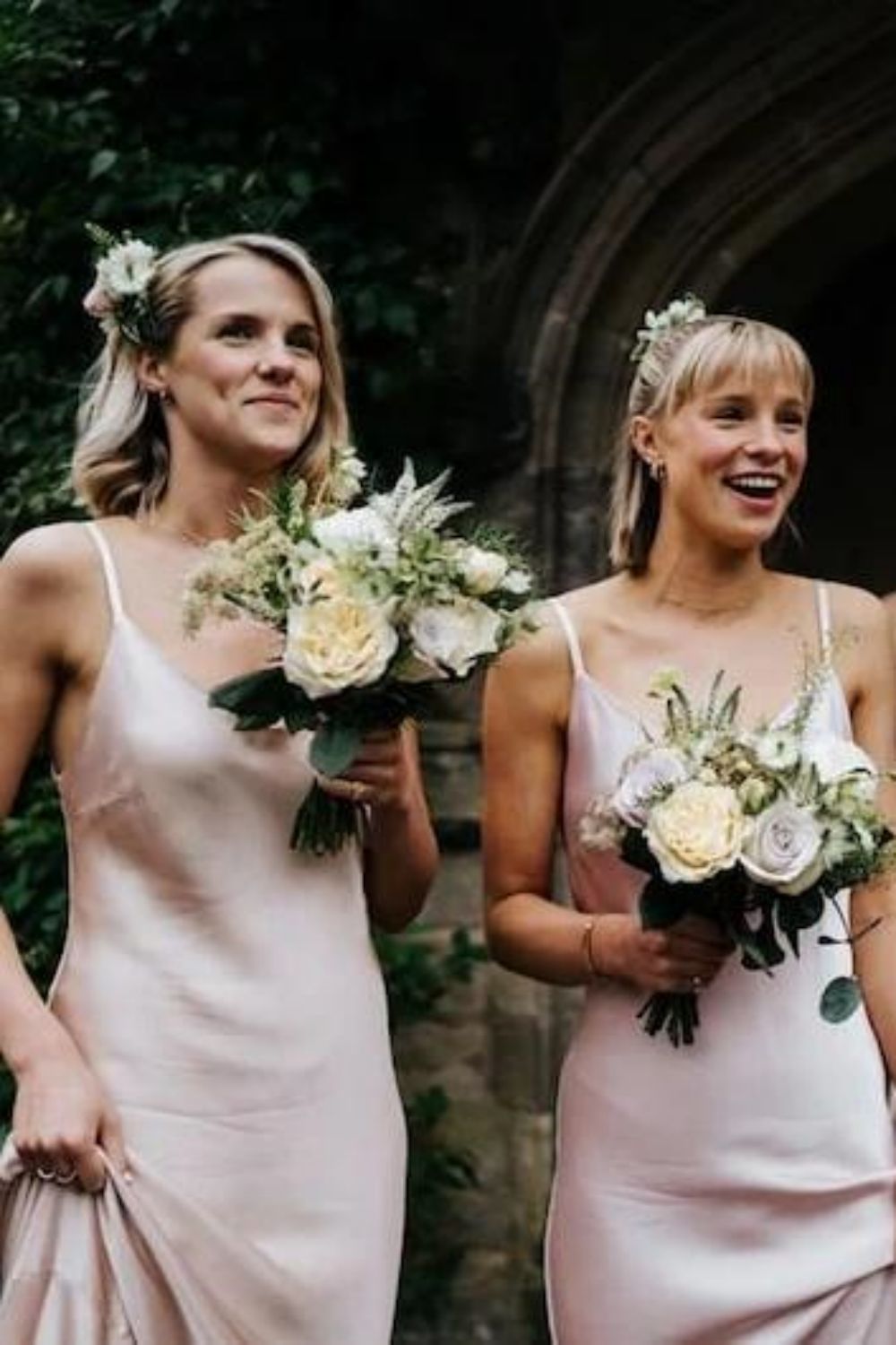 Weitese A Line Spaghetti Straps Light Champagne Long Bridesmaid Dress