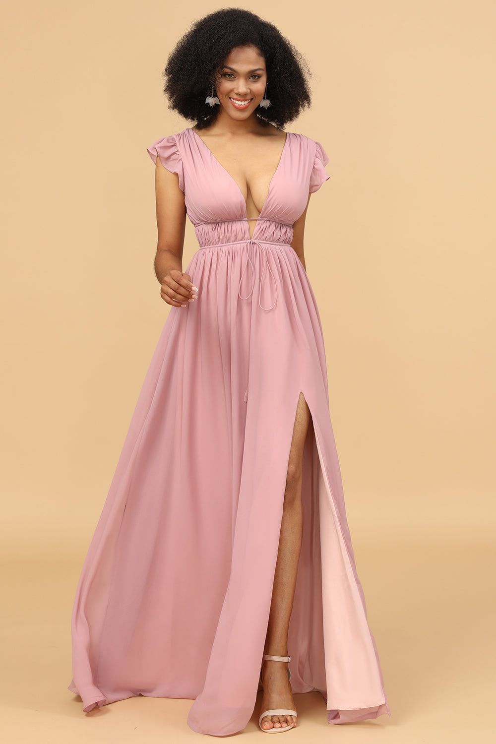 A line Blush Chiffon Bridesmaid Dress