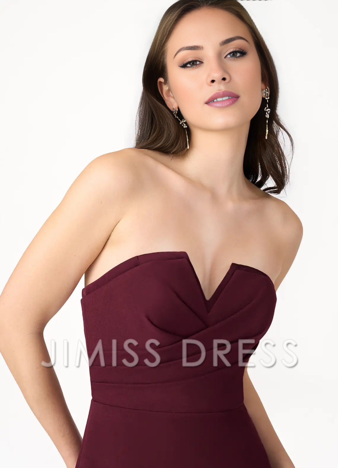 Jimiss off shoulder strapless side slit backless and floor length Prom dress