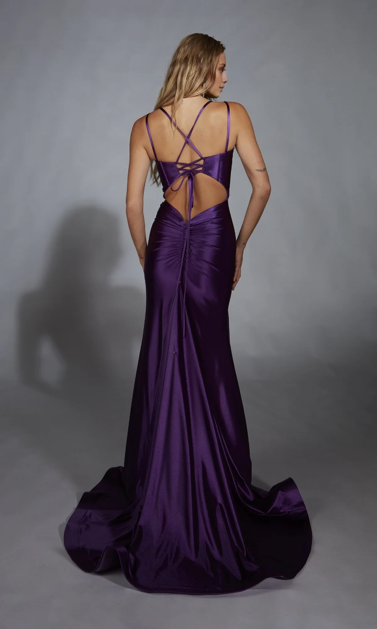 Jimiss mermaid square neck slim shoulder strap backless and floor length evening dress