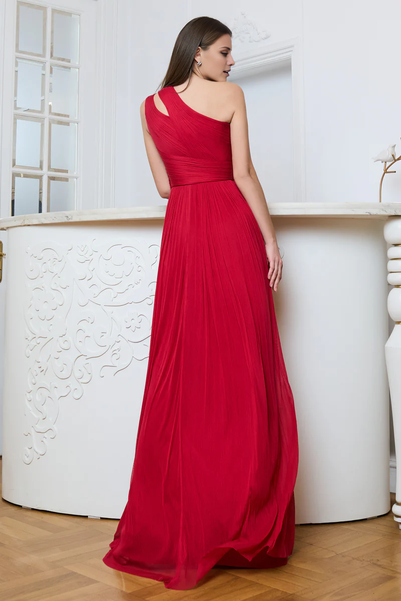 Thin sheer corset with satin lining and floor length evening gown