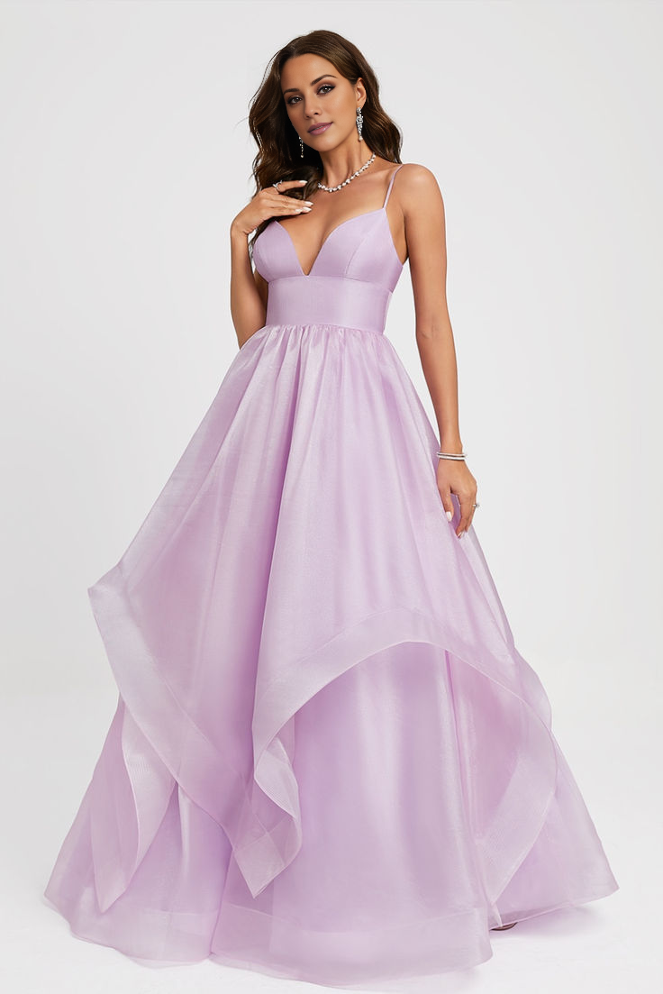 Ball Dress Princess V-neck Sweeping Tail Evening Gown