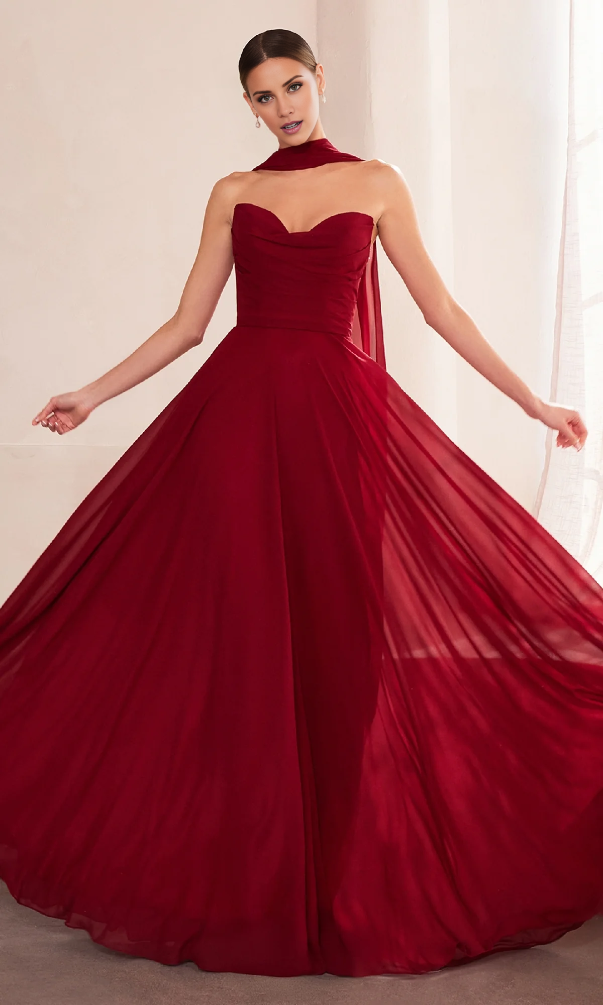 Jimiss A-line off shoulder strapless back strap and floor length Prom dress