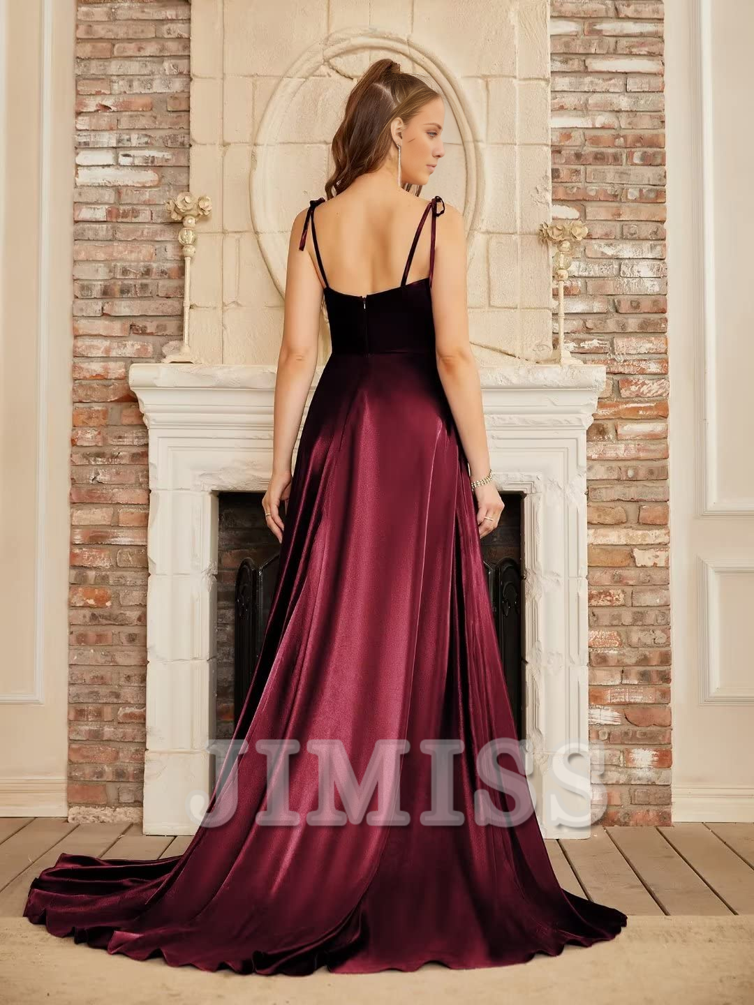 Long evening gown with big slit sexy backless chic and elegant evening gown