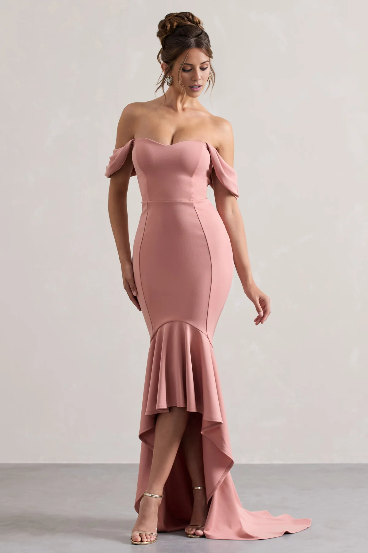 Lotus leaf hem pink sweetheart height and floor length evening dress - Jimiss Dress