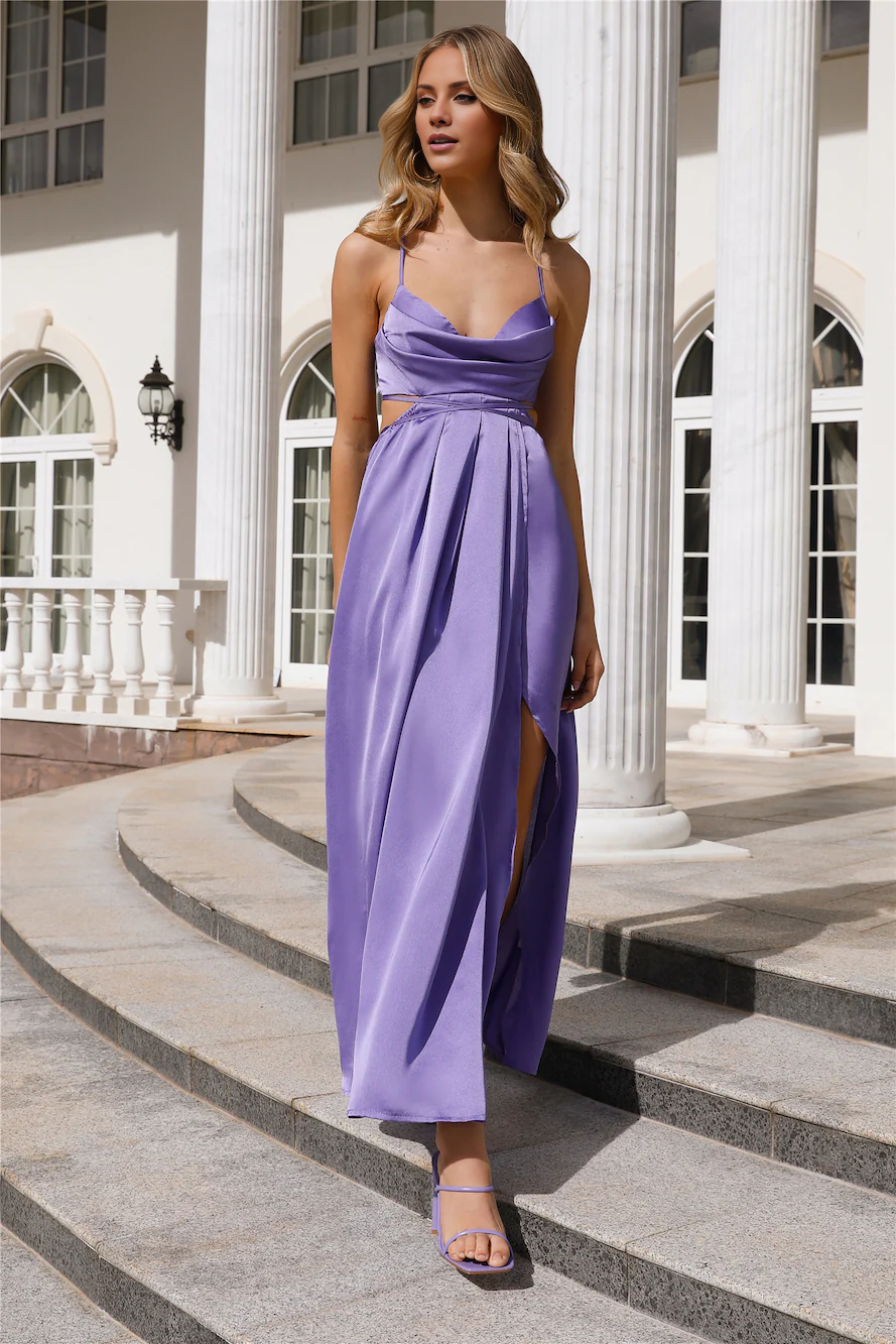 Jimiss A-line V-neck slim shoulder strap with exposed back and side slit long style Prom dress