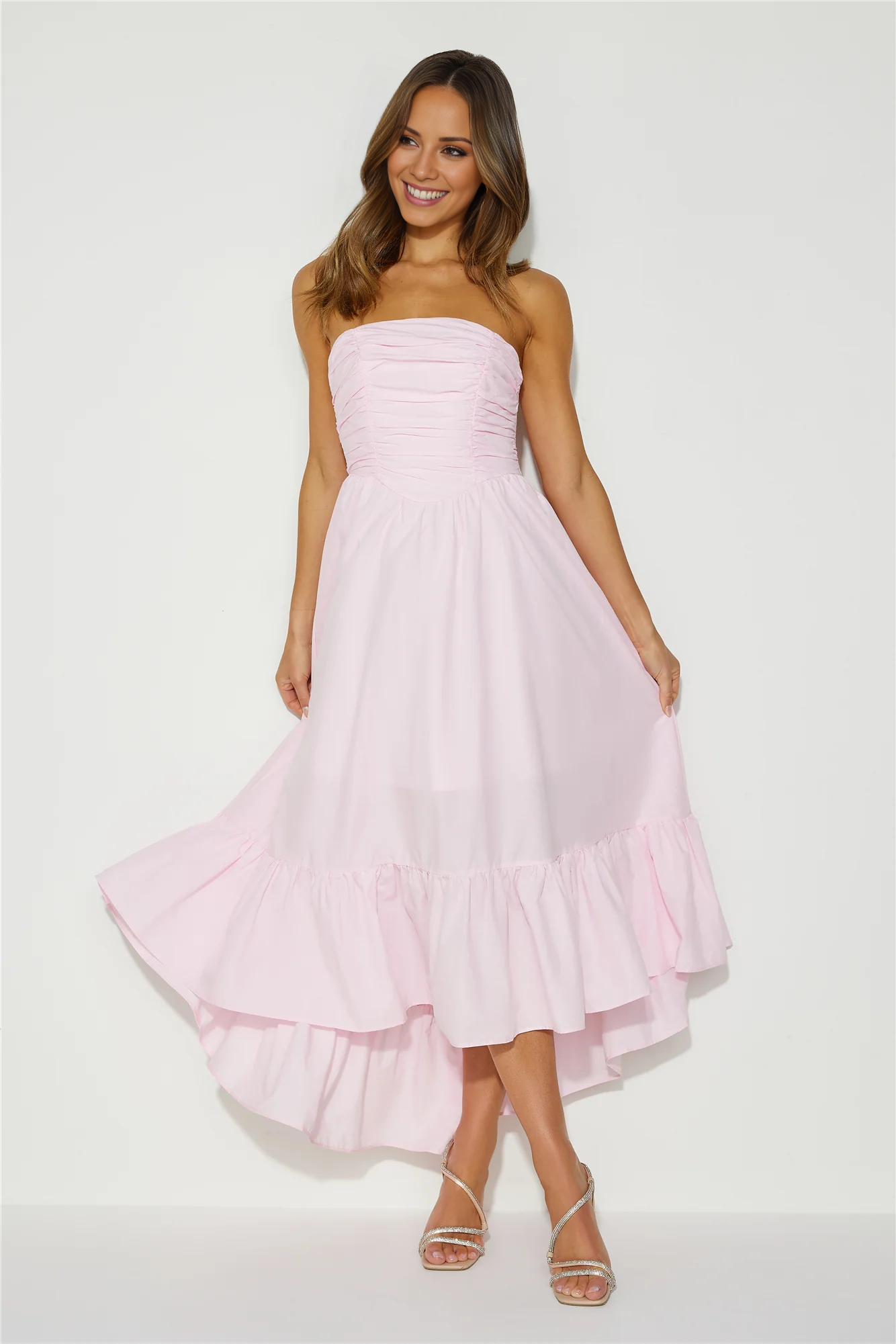 Jimiss A-line off shoulder collar strapless backless long Prom dress