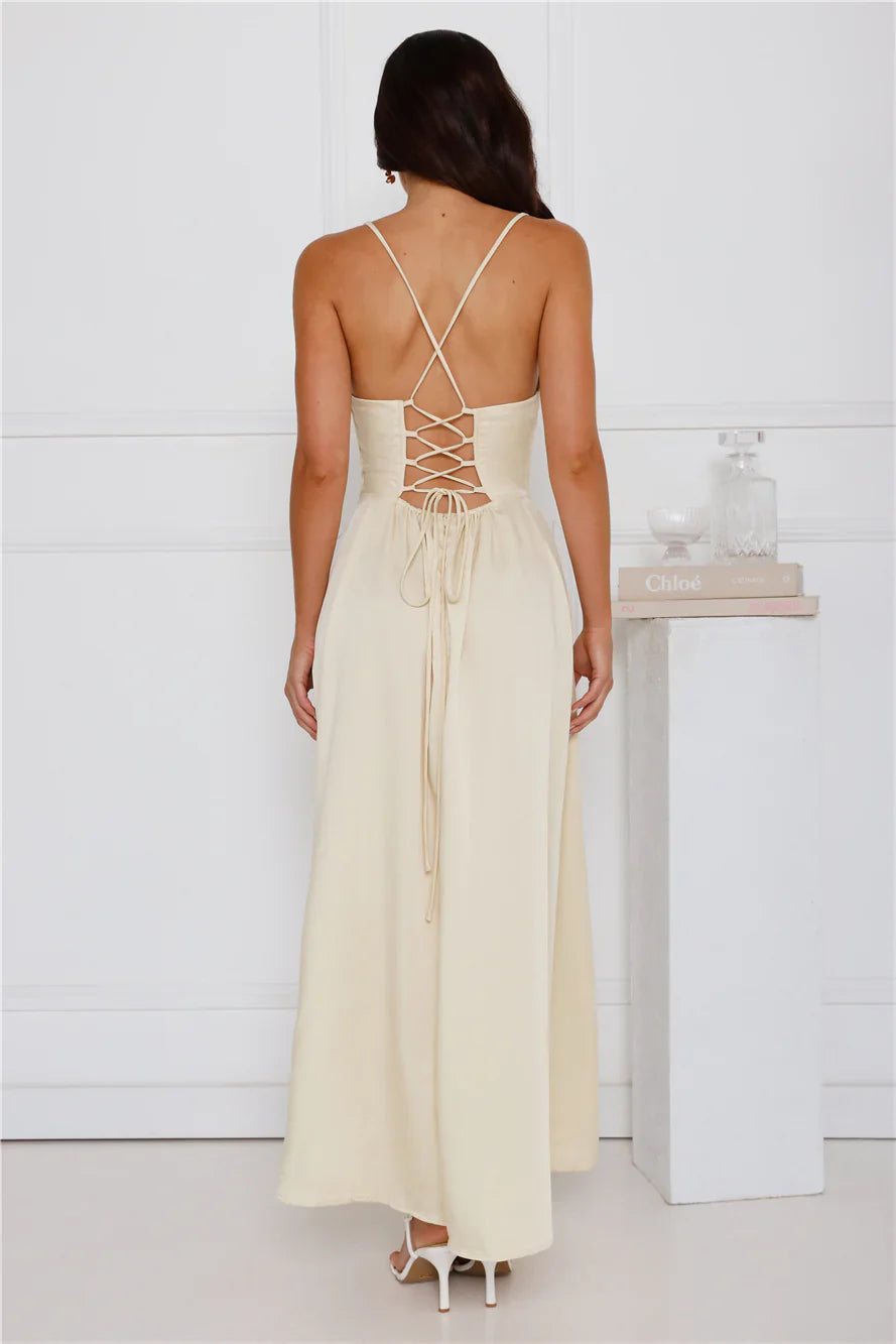 Jimiss asymmetrical neckline satin exposed back strap side slit long Prom dress