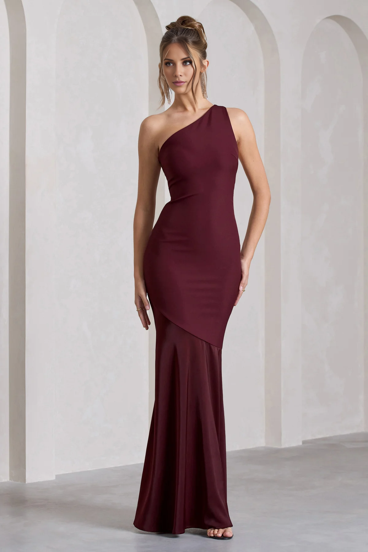 Mermaid One Shoulder Hollow and Ground Length Evening Dress - Jimiss Dress