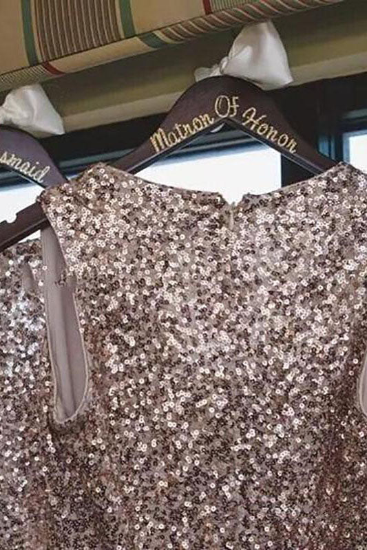 Pink V-Neck Long Bridesmaid Dress with Sequins Top