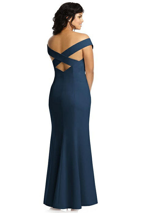 Off the Shoulder Mermaid Light Blue Bridesmaid Dress with Split