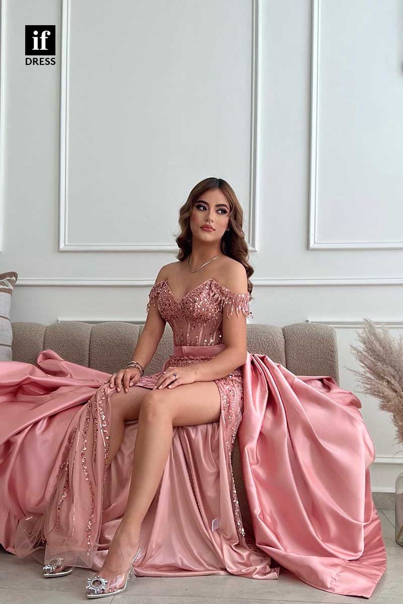 31987 - Charming Strapless A-Line Appliques Prom Evening Dress with Slit