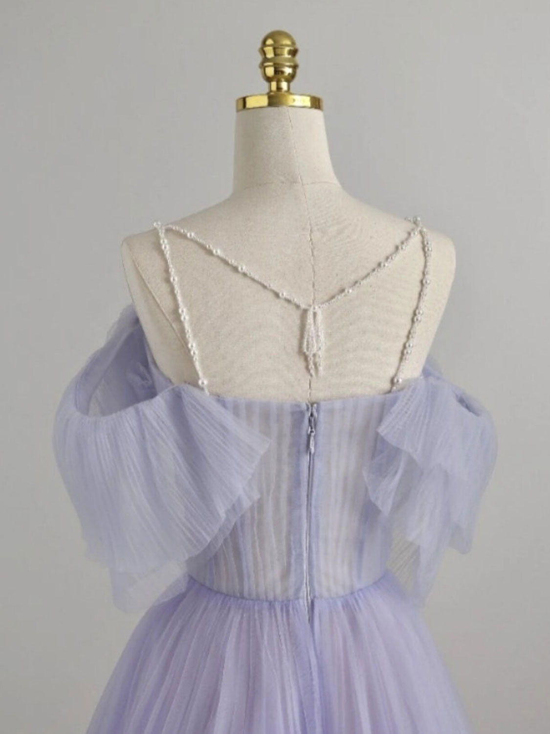 A-Line Purple  Tulle Long Prom Dress, Purple Formal Dress