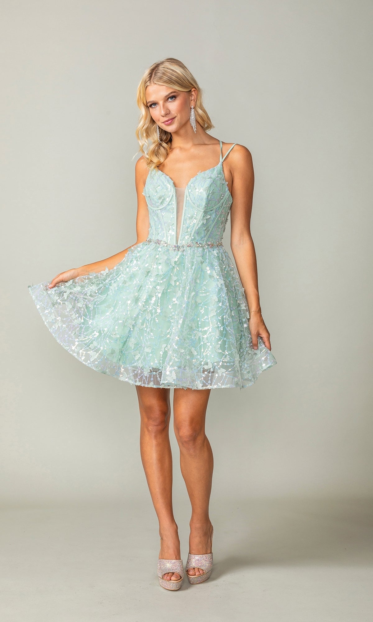 3D Butterfly Short Homecoming Dress 3350