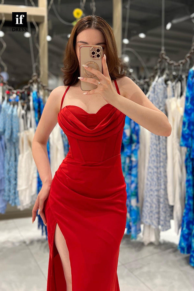 34950 - Sexy/Hot Spaghetti Straps Side Slit Party Prom Formal Dress