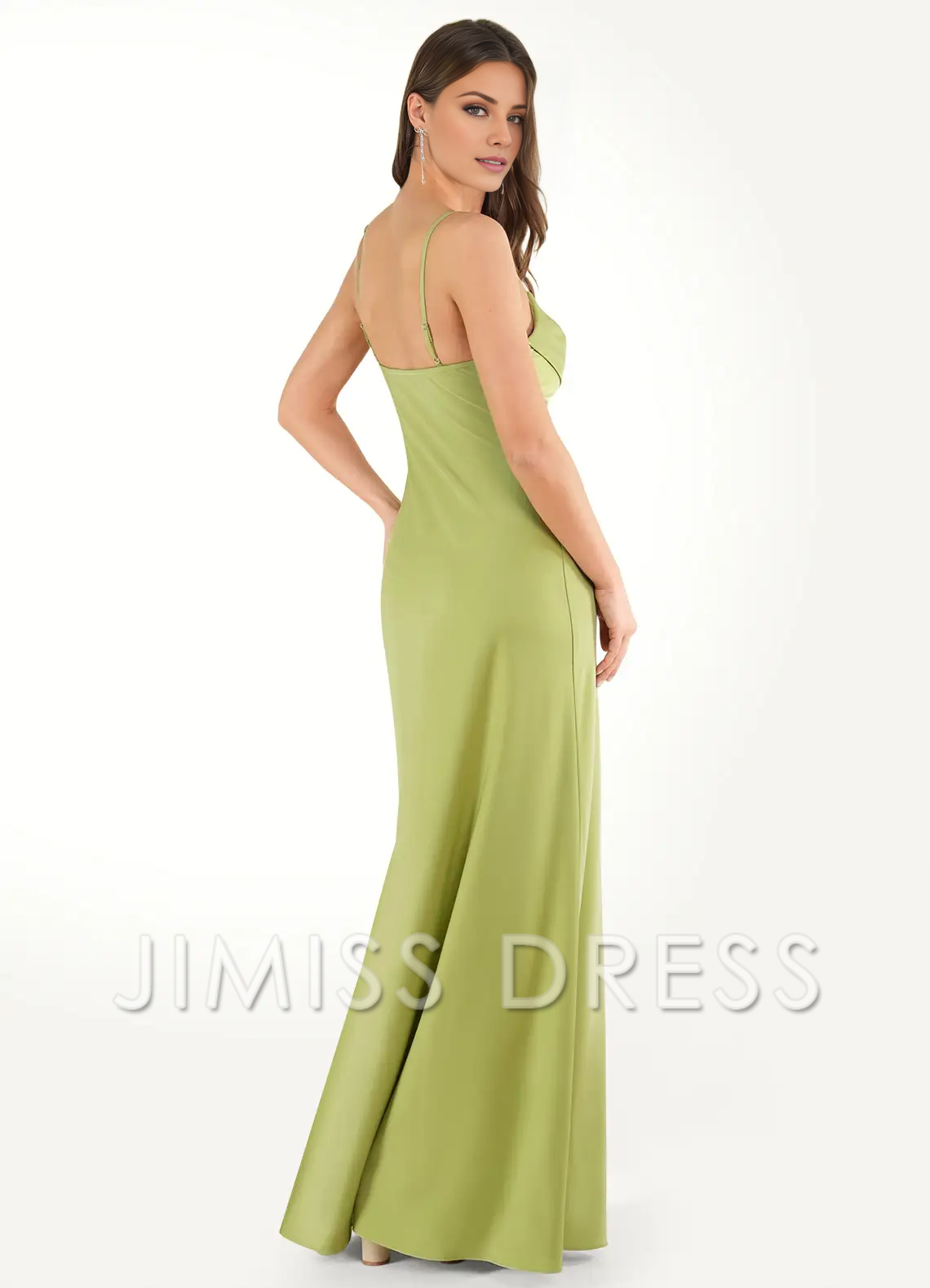 Jimiss asymmetrical neckline backless side slit and floor length Prom dress