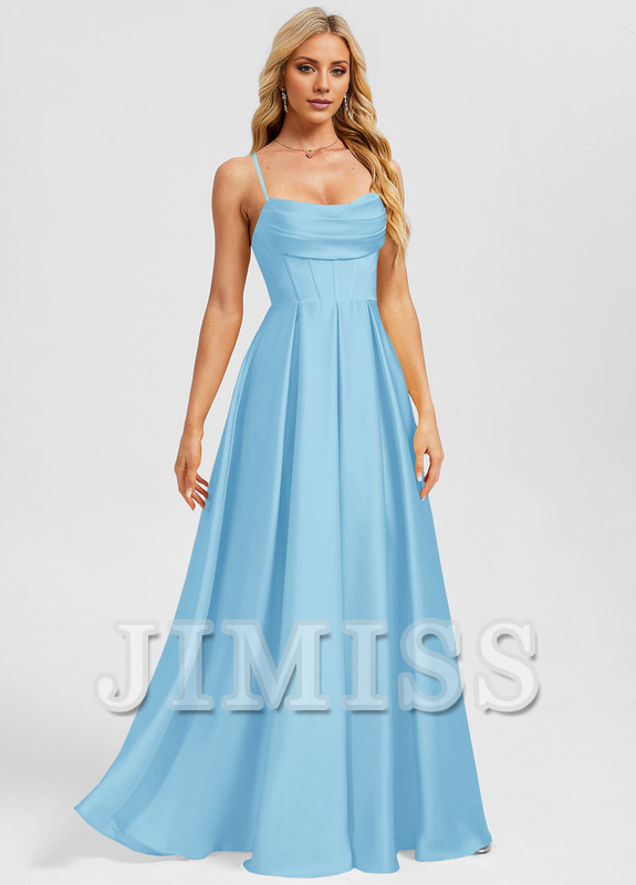 A-line sweetheart floor-length matte satin prom dress