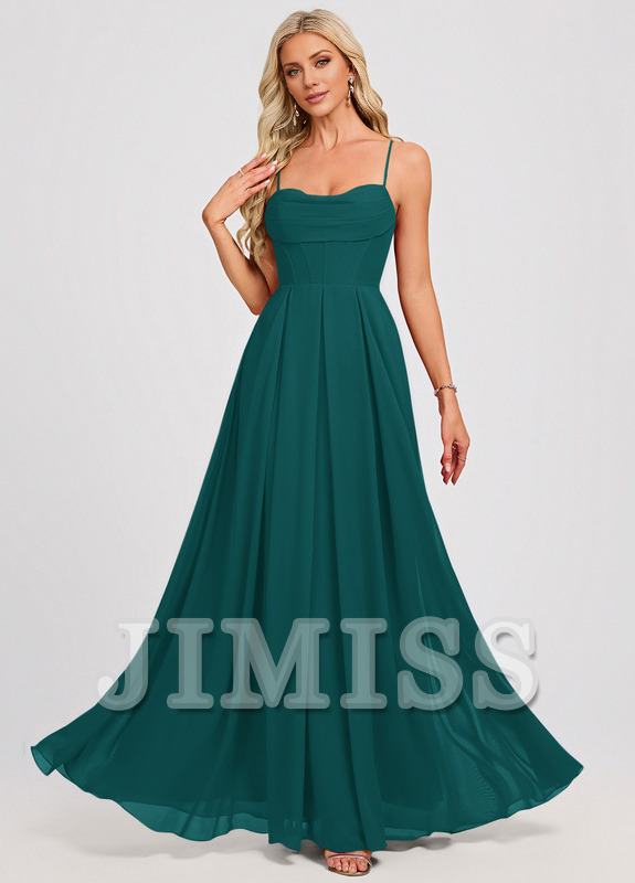A-line sweetheart pleated floor-length chiffon prom dress