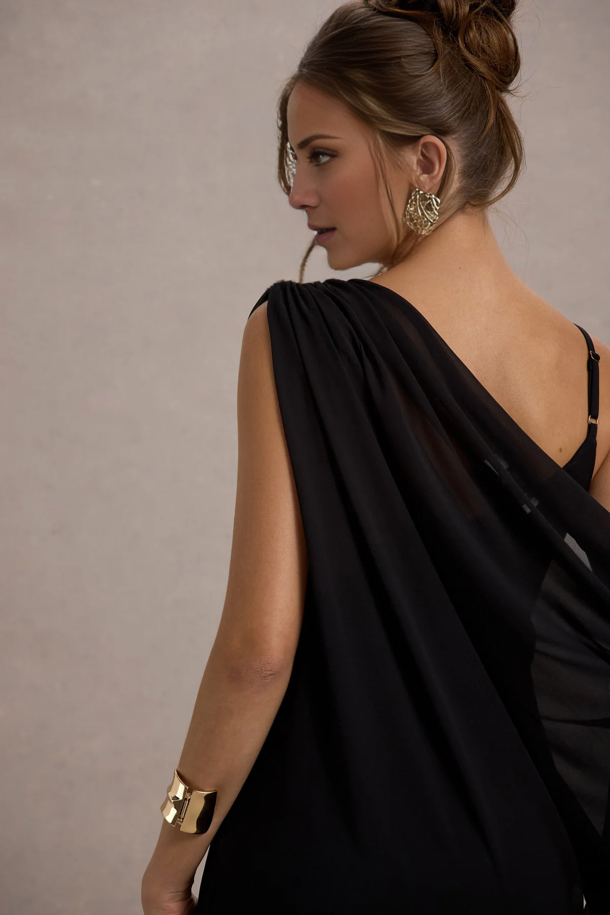 Chiffon ribbon black V-neck and floor length evening dress - Jimiss Dress