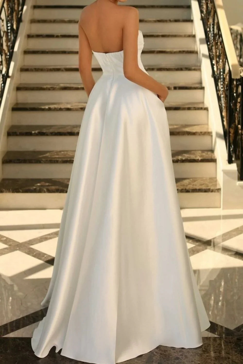 Jimiss stunning sage green A-line off shoulder long satin slit Prom dress