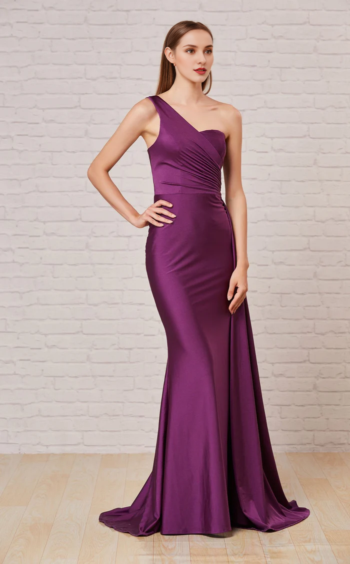 Asymmetric collar sleeveless tight corset and floor length gowns evening dresses