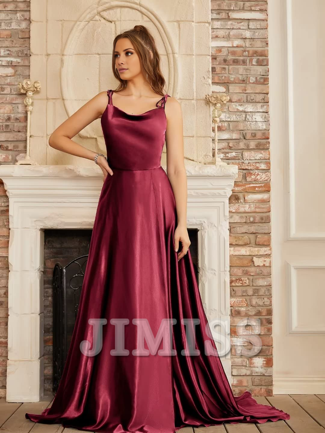 Long evening gown with big slit sexy backless chic and elegant evening gown
