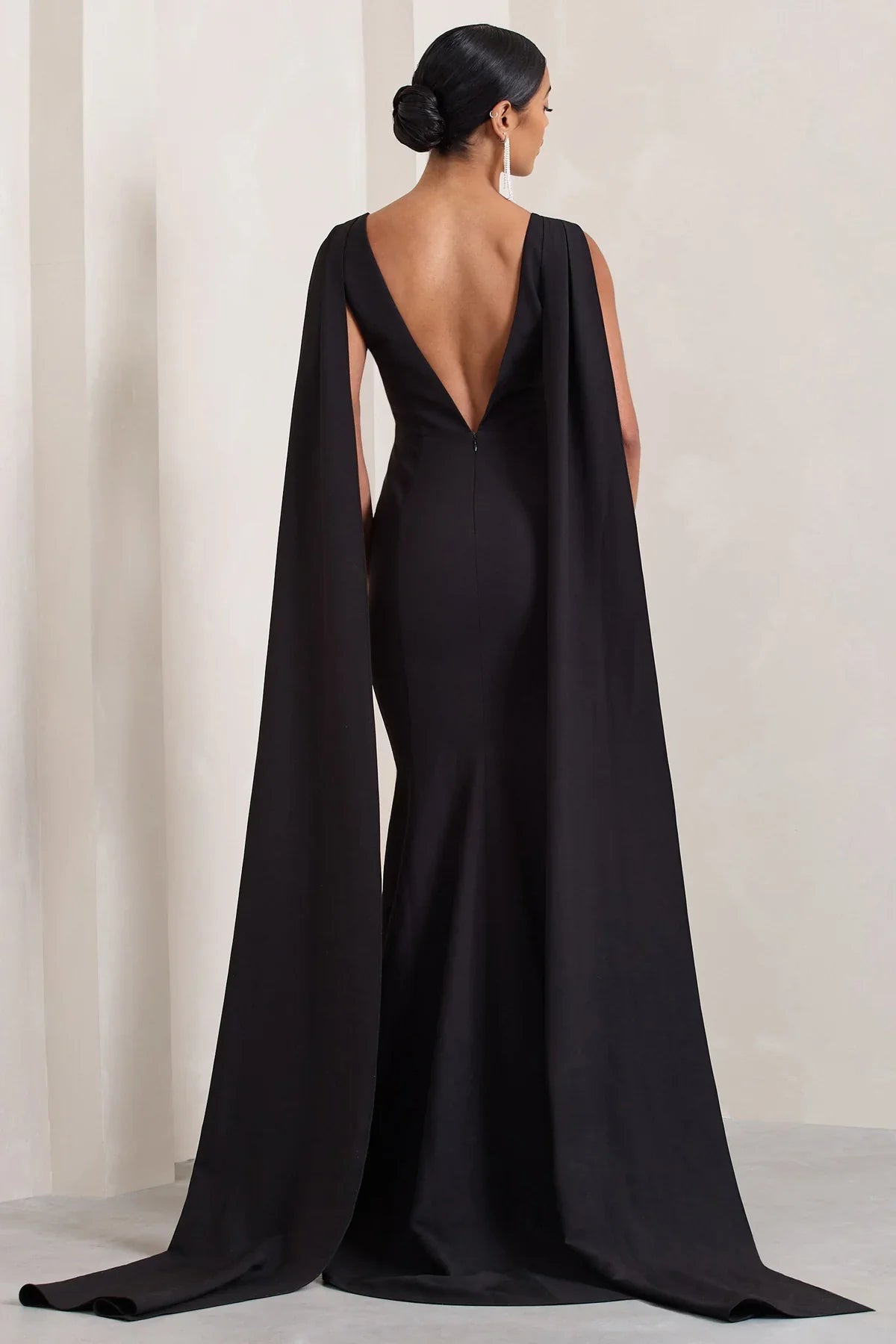 Mermaid cape deep V backless and floor length evening dress - jimiss Dress