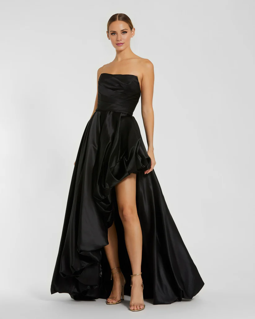 Sleeveless off-shoulder satin strapless neckline floor-length evening dress