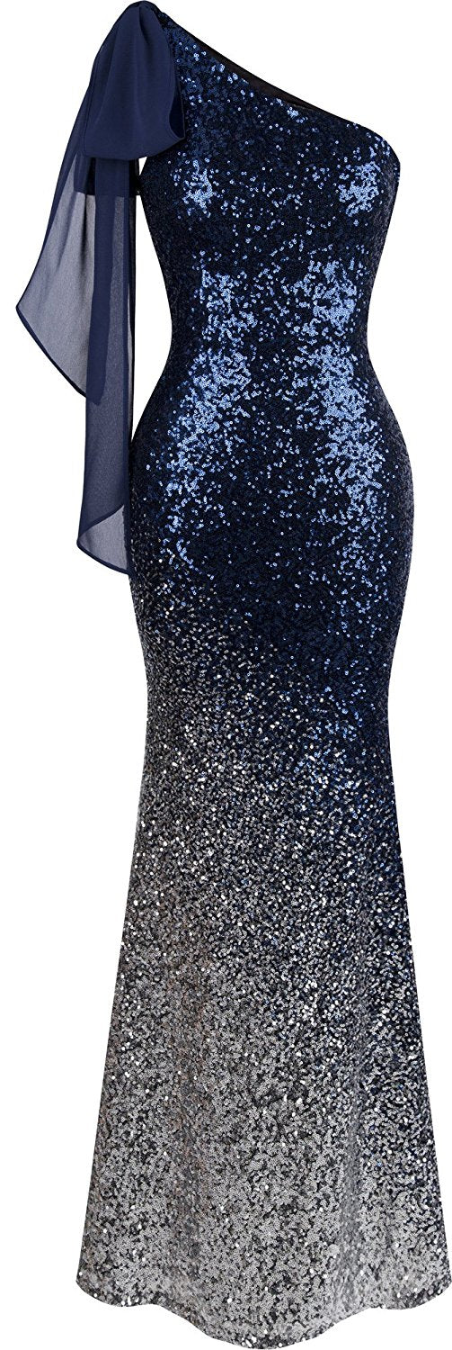 Asymmetric Sequin Mermaid Prom Dress