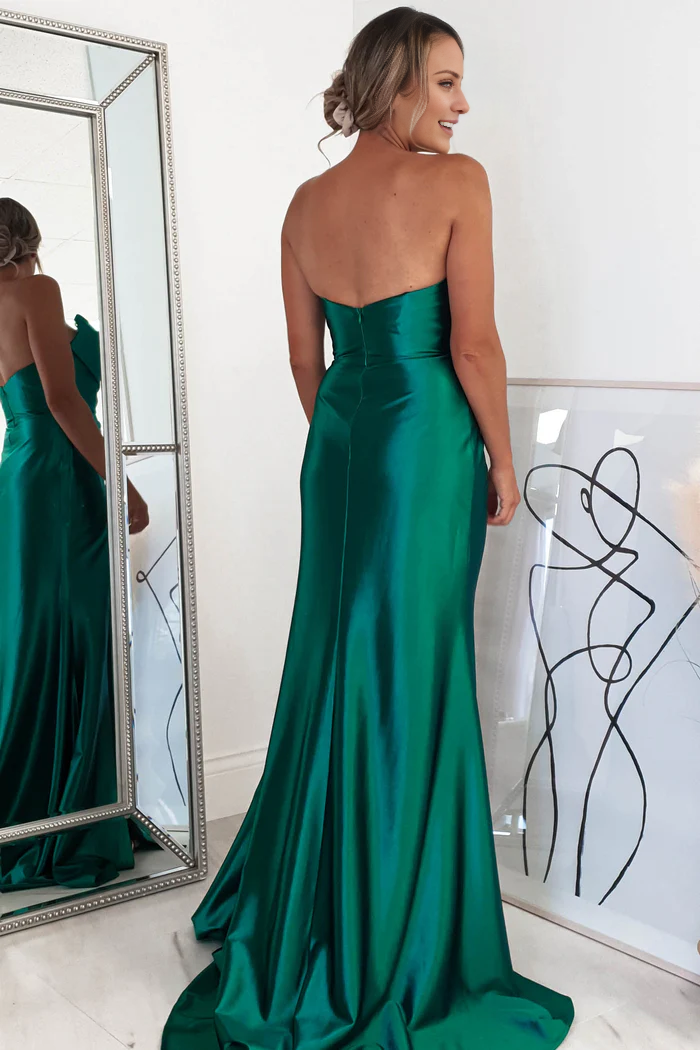 Off shoulder collar strapless side slit and floor length Prom Dress - Jimiss Dress