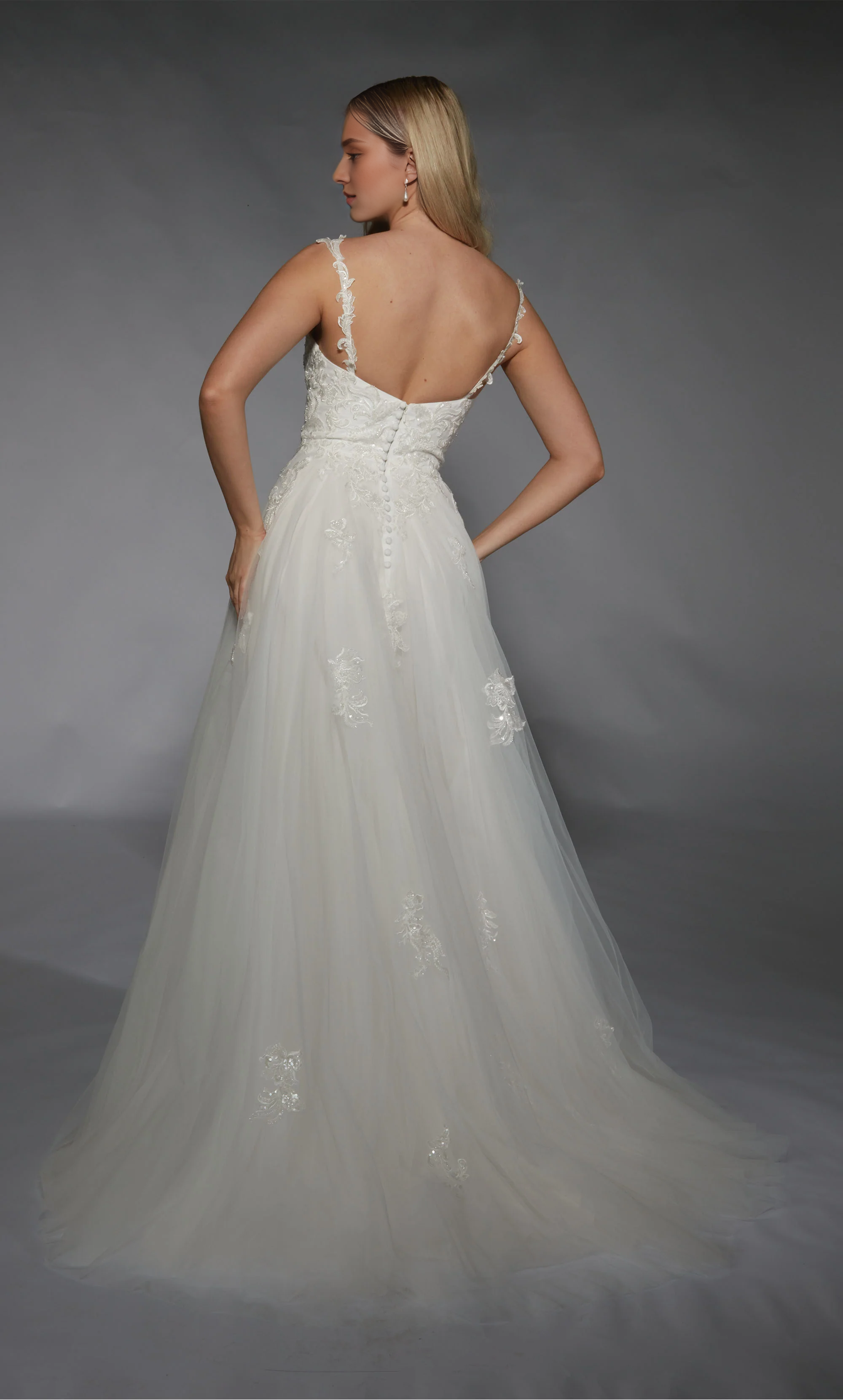 Lace chiffon chicken heart collar A-line lace decal wedding dresses