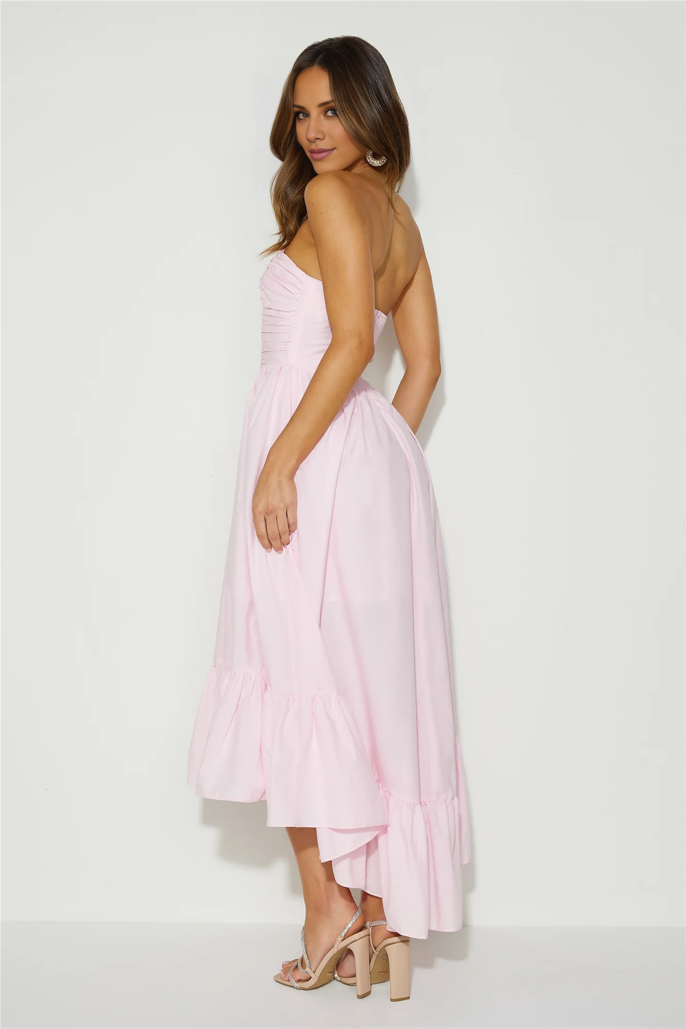 Jimiss A-line off shoulder collar strapless backless long Prom dress