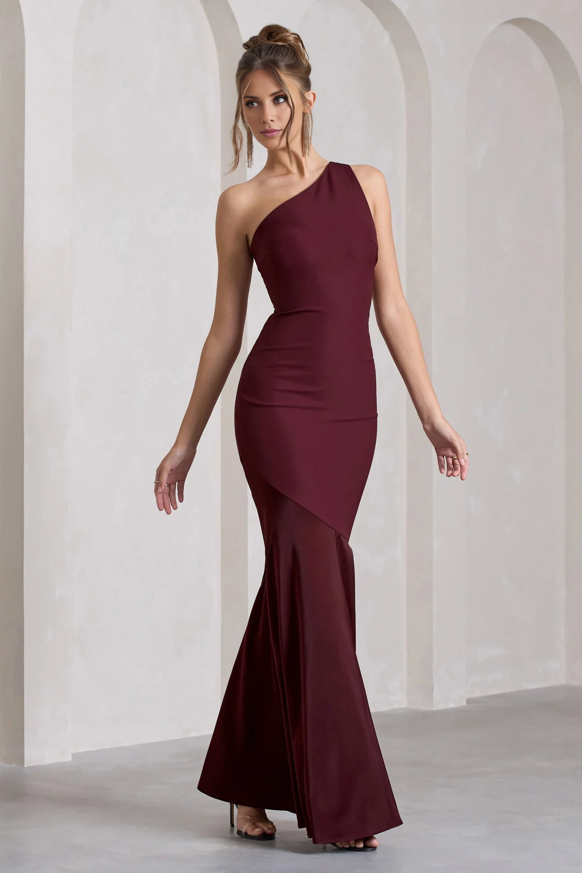 Mermaid One Shoulder Hollow and Ground Length Evening Dress - Jimiss Dress