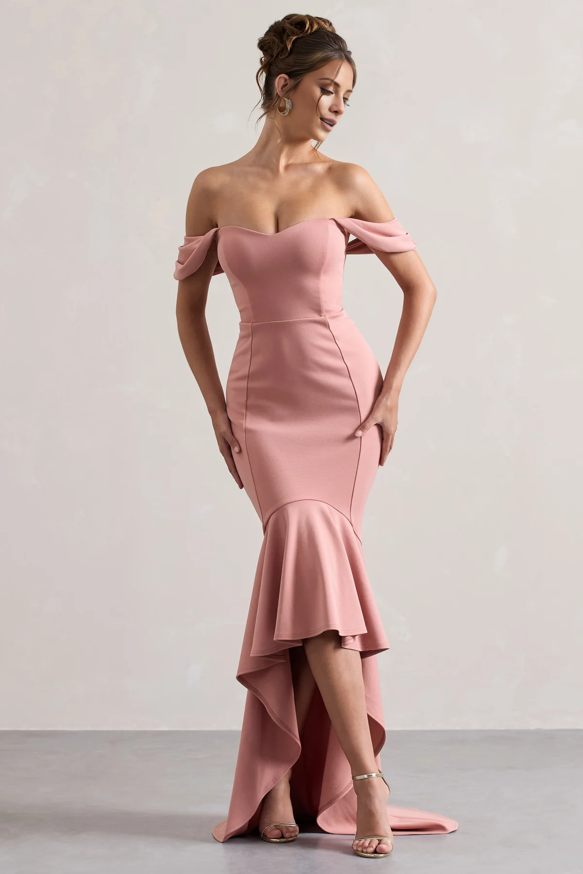 Lotus leaf hem pink sweetheart height and floor length evening dress - Jimiss Dress