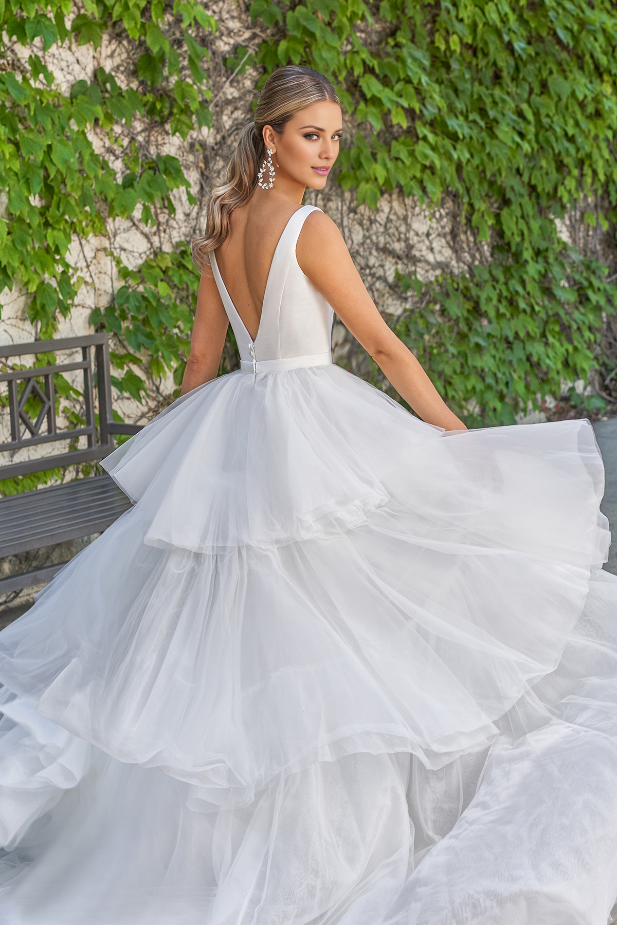 Unique square neck satin slim fit horn and floor length wedding dress