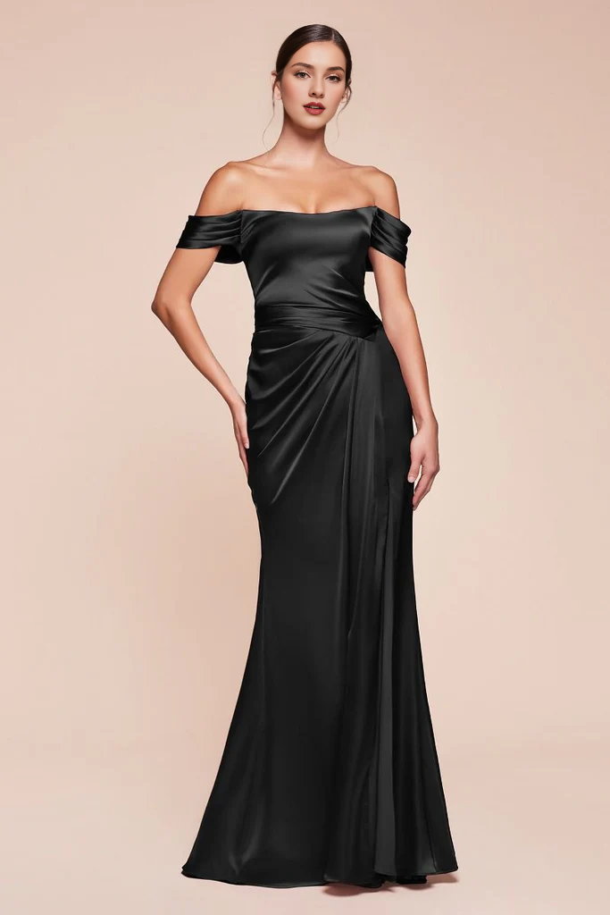 Off shoulder tight corset satin evening gowns