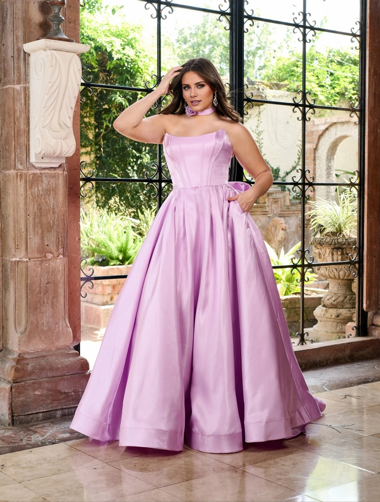 A-line off shoulder sleeveless satin and floor length evening gown (dress only)