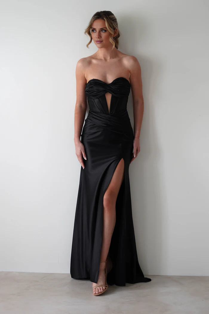 Off shoulder strapless side slit and floor length Prom Dress - Jimiss Dress