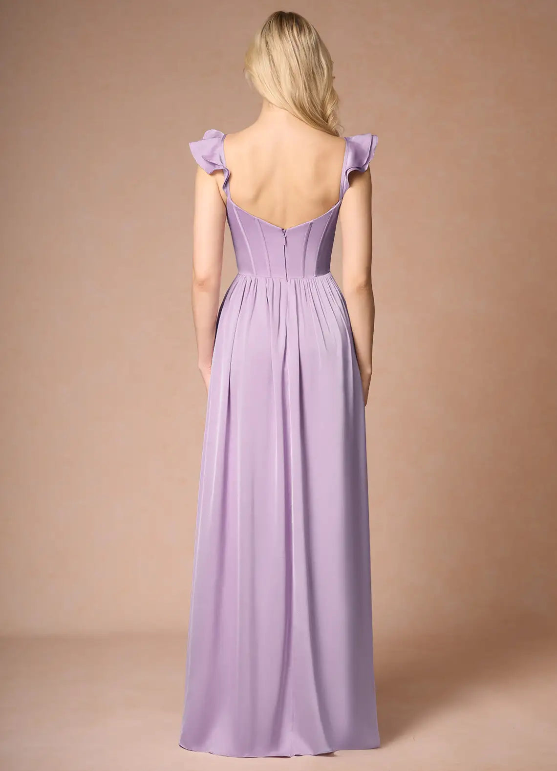 Jimiss A-line off shoulder side slit backless and floor length Prom dress