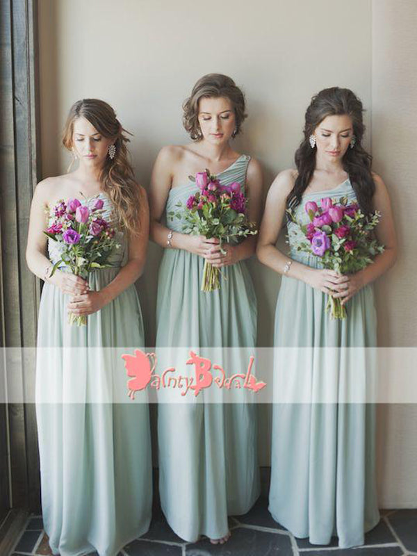 Mismatched Fashion Tiffany Blue Chiffon Elegant Sleeveless A-line Cheap Bridesmaid Dresses,DB098