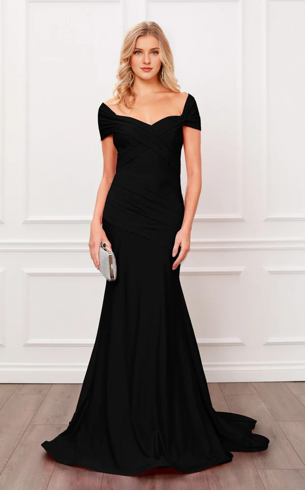 Mermaid short sleeved backless tight corset and floor length evening gown